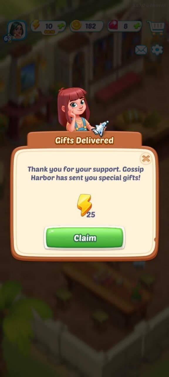Hit "Claim" to confirm the 25-energy credit in-game immediately after re-direct.